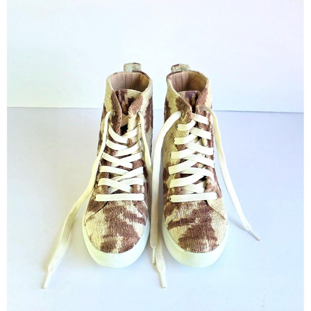 ELYSIAN Emily Morrison Ankara Ikat Silk Velvet High Top Sneakers 38 Rustic Oak - Picture 13 of 13